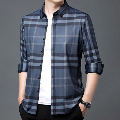 Men's Luxury Cotton Shirt (BLUE-CHECK)