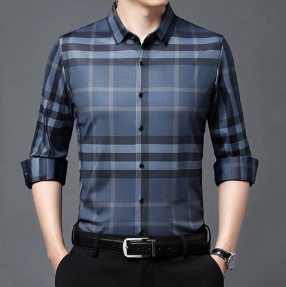 Men's Luxury Cotton Shirt (BLUE-CHECK)