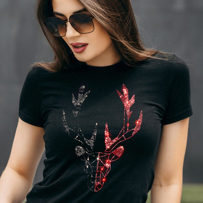 Pack of 2 Women's Luxury Cotton T-Shirts (BUTTERFLY+DEER)